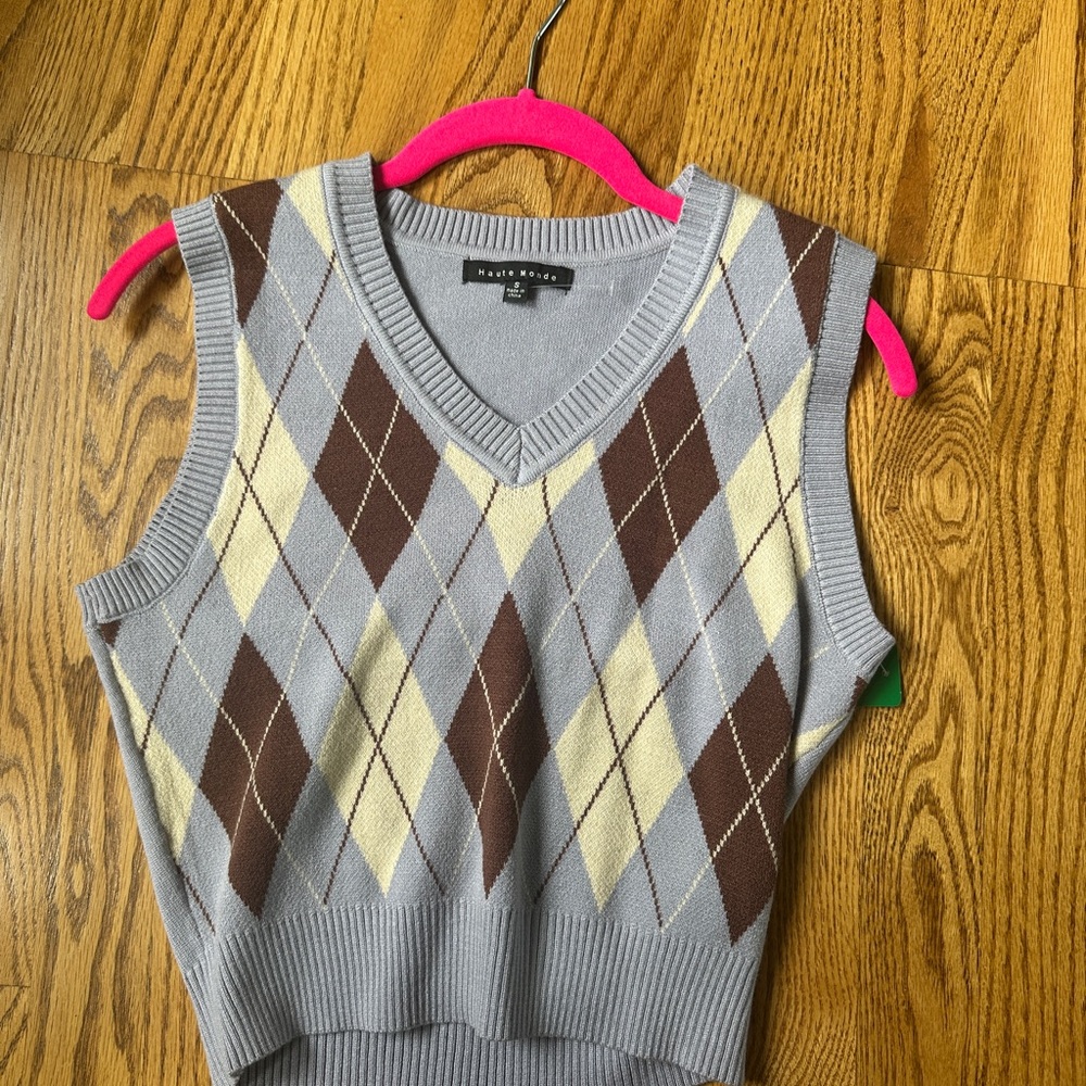 Argyle Knit Sweater Vest